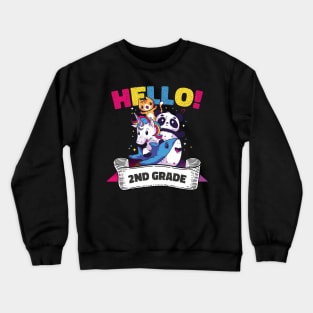 Hello Second 2nd Grade Teacher First Day Of School Crewneck Sweatshirt